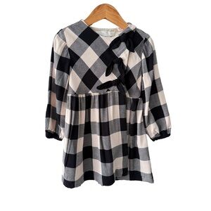 Zara Black and Cream Checkered Bow Kids Dress Tunic